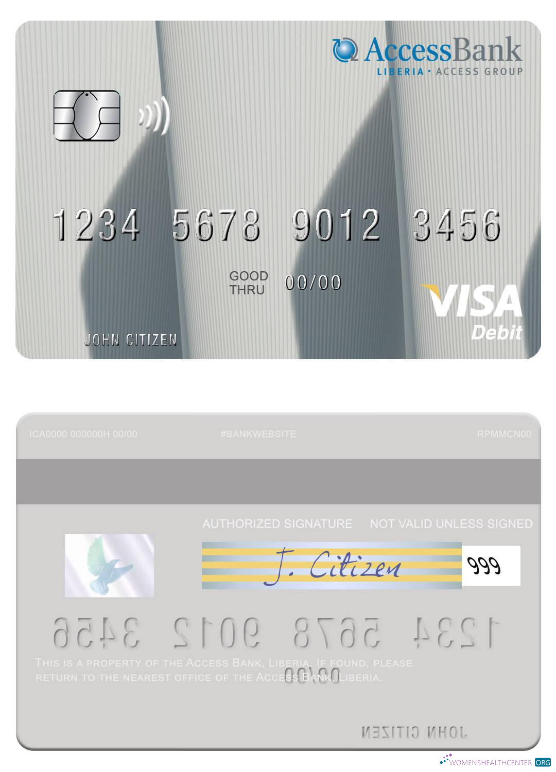 Download Liberia Access Bank visa debit card Photoshop template